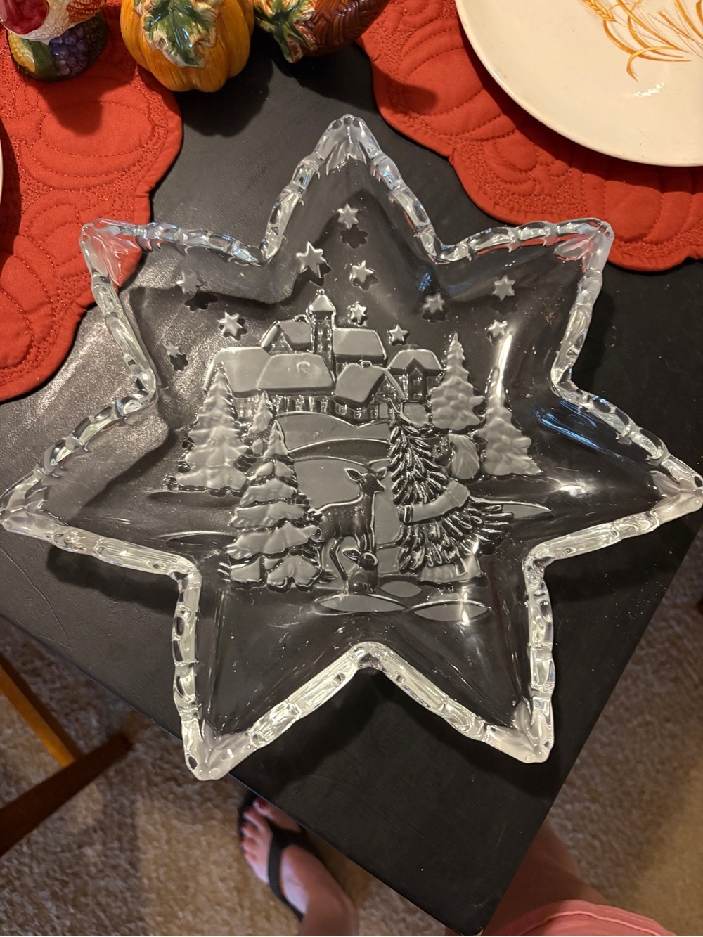 Glass Star Holiday Serving Bowl - Clear